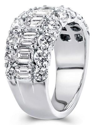 Triple Row Half Eternity Wedding Band - 925 Sterling Silver, 7.06 CT TW
