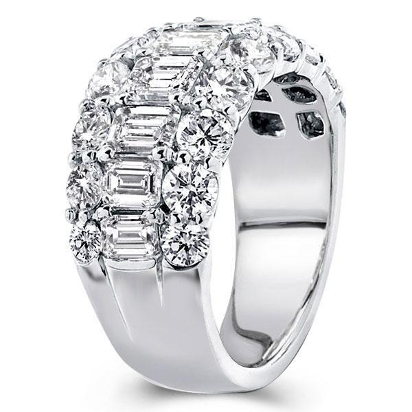 Triple Row Half Eternity Wedding Band - 925 Sterling Silver, 7.06 CT TW