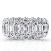 Triple Row Half Eternity Wedding Band - 925 Sterling Silver, 7.06 CT TW