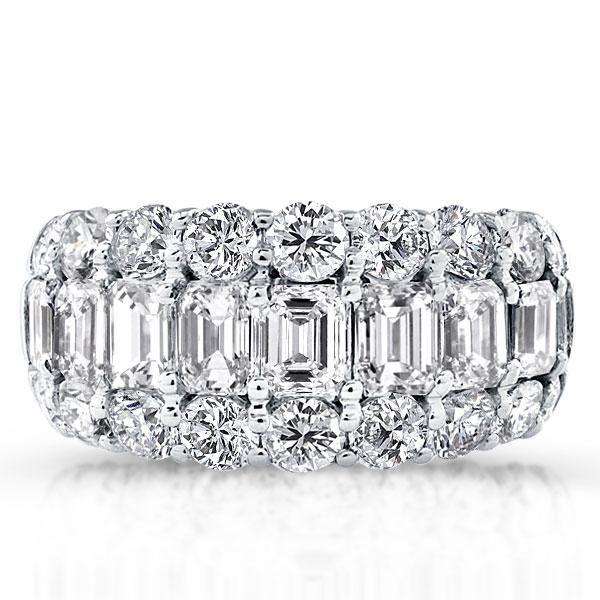 Triple Row Half Eternity Wedding Band - 925 Sterling Silver, 7.06 CT TW