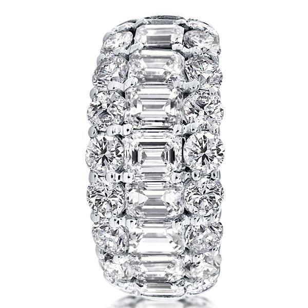 Triple Row Half Eternity Wedding Band - 925 Sterling Silver, 7.06 CT TW
