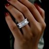 Triple Row Half Eternity Wedding Band - 925 Sterling Silver, 7.06 CT TW