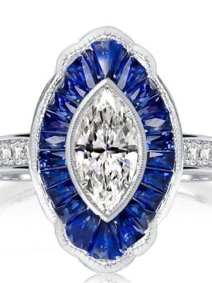 1.00 CT. Marquise Cut Engagement Ring with Milgrain Halo Setting in Sterling Silver