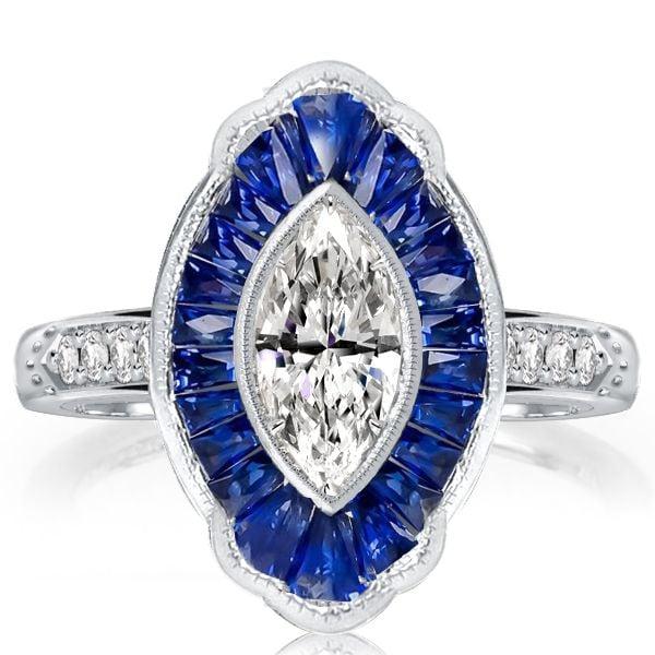 1.00 CT. Marquise Cut Engagement Ring with Milgrain Halo Setting in Sterling Silver
