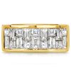 Baguette & Princess Cut Half Eternity Wedding Band - 18K Gold Plated Sterling Silver
