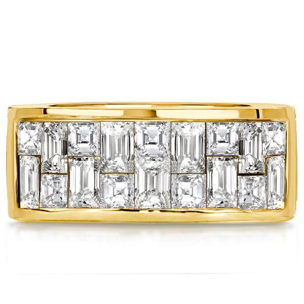 Baguette & Princess Cut Half Eternity Wedding Band - 18K Gold Plated Sterling Silver