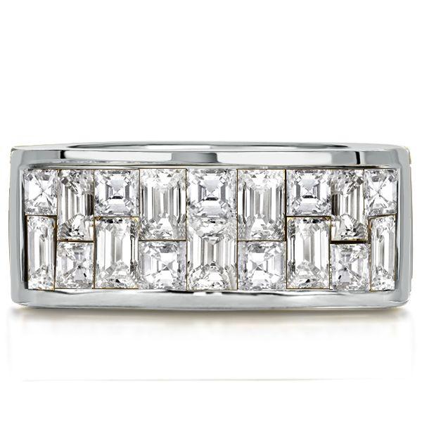 Baguette & Princess Cut Half Eternity Wedding Band - 18K Gold Plated Sterling Silver
