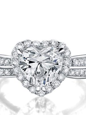 Heart Halo Engagement Ring - 925 Sterling Silver, 2.0 CT Center Stone