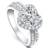 Heart Halo Engagement Ring - 925 Sterling Silver, 2.0 CT Center Stone
