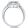 Heart Halo Engagement Ring - 925 Sterling Silver, 2.0 CT Center Stone