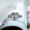 Heart Halo Engagement Ring - 925 Sterling Silver, 2.0 CT Center Stone