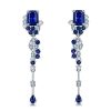 Emerald Cut Blue Drop Earrings Vintage Style 925 Sterling Silver