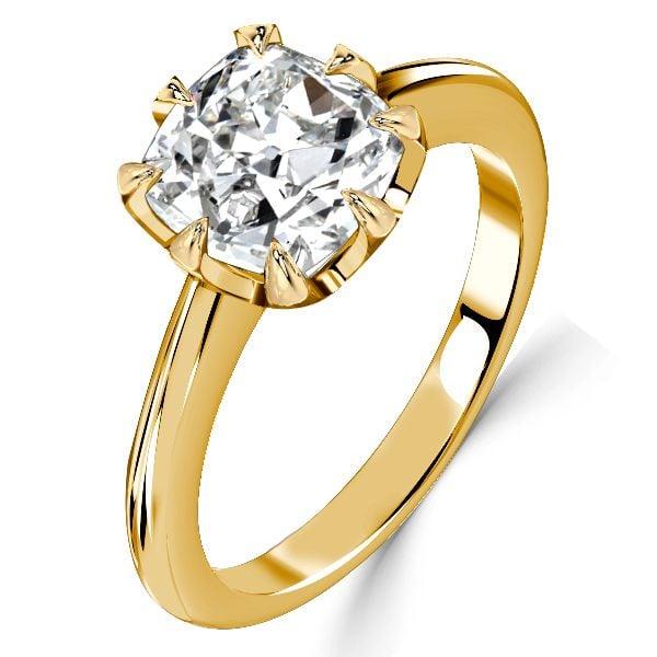 Vintage Cushion Cut Engagement Ring with 3.00 CT. TW. Center Stone - 18K Gold Plated