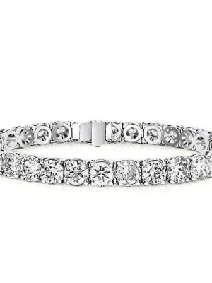 Round Cut Tennis Bracelet - 925 Sterling Silver, 23.52 CT. TW