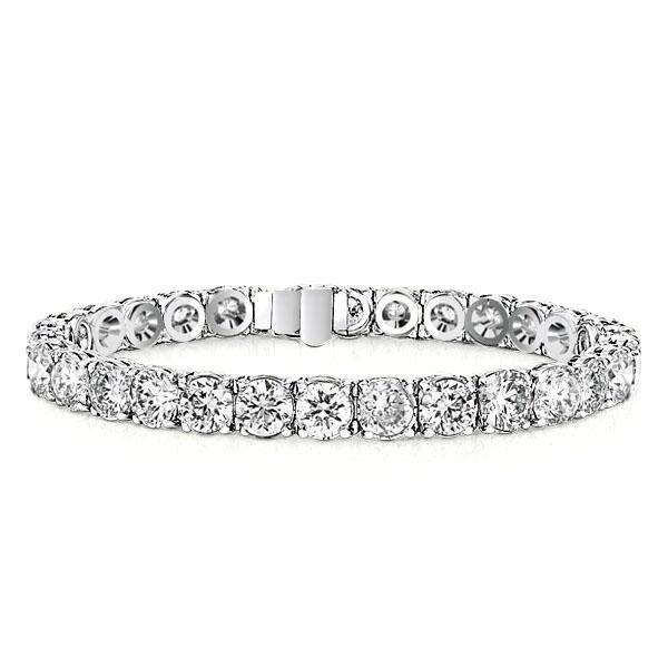 Round Cut Tennis Bracelet - 925 Sterling Silver, 23.52 CT. TW