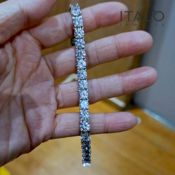Round Cut Tennis Bracelet - 925 Sterling Silver, 23.52 CT. TW