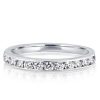 White Sapphire Wedding Band in Sterling Silver - Classic Stackable Ring