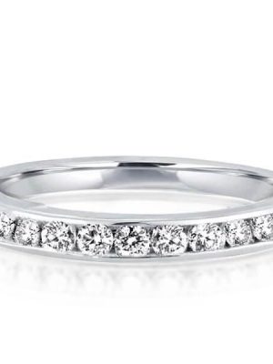 White Sapphire Wedding Band in Sterling Silver - Classic Stackable Ring