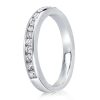 White Sapphire Wedding Band in Sterling Silver - Classic Stackable Ring