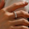 White Sapphire Wedding Band in Sterling Silver - Classic Stackable Ring