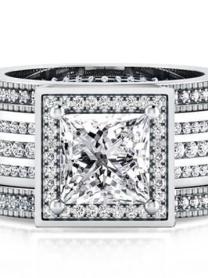 Sterling Silver Wedding Ring Set for Her - 3.00 CT Center Stone