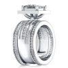 Sterling Silver Wedding Ring Set for Her - 3.00 CT Center Stone