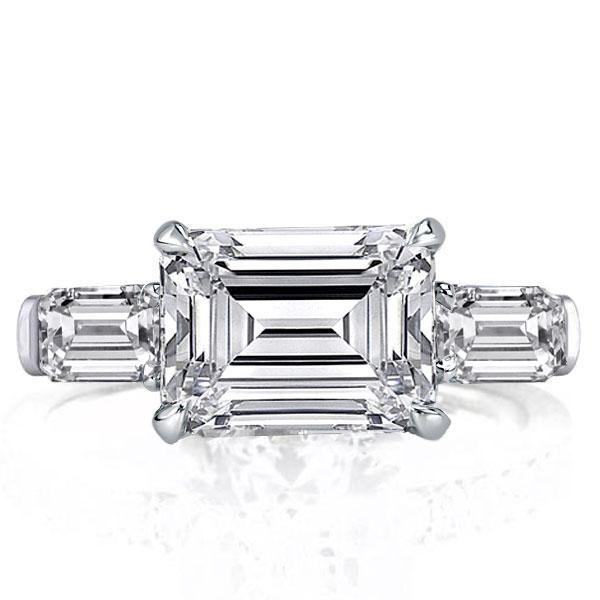 Sterling Silver East-West Simulated Diamond Engagement Ring - 2.33 CTW