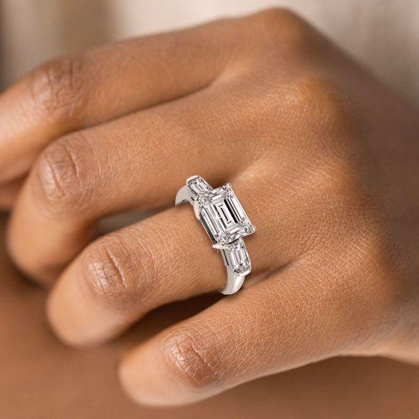 Sterling Silver East-West Simulated Diamond Engagement Ring - 2.33 CTW
