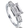 Sterling Silver East-West Simulated Diamond Engagement Ring - 2.33 CTW