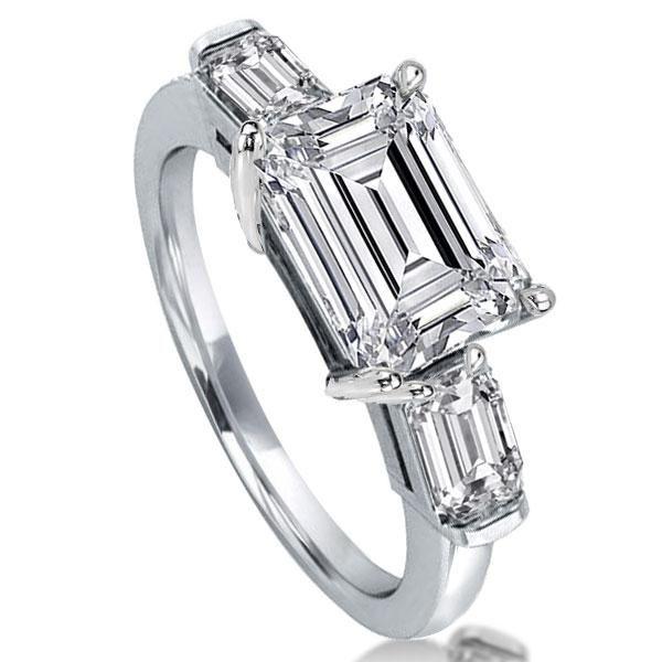 Sterling Silver East-West Simulated Diamond Engagement Ring - 2.33 CTW