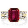 Emerald & Ruby 3 Stone Bridal Ring Set - 925 Sterling Silver Engagement Rings