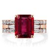 Emerald & Ruby 3 Stone Bridal Ring Set - 925 Sterling Silver Engagement Rings