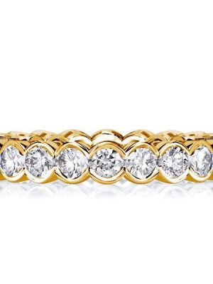 Sterling Silver Round Cut CZ Eternity Wedding Band - Bezel Set
