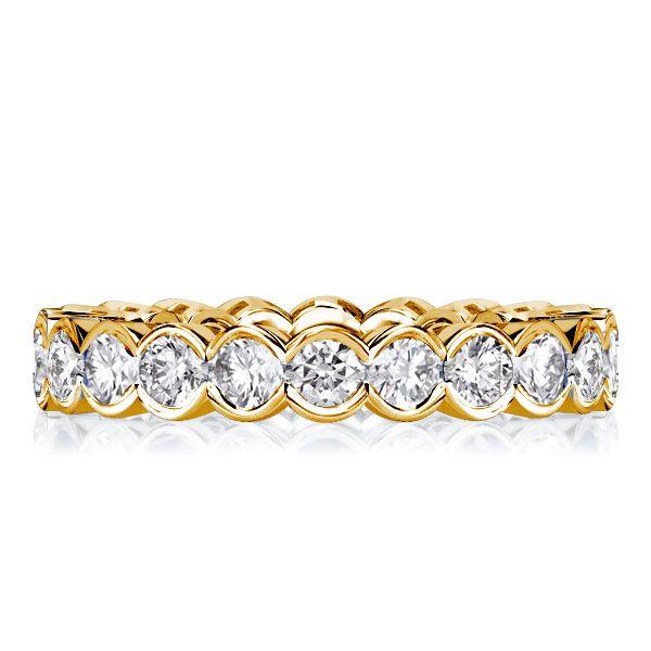 Sterling Silver Round Cut CZ Eternity Wedding Band - Bezel Set