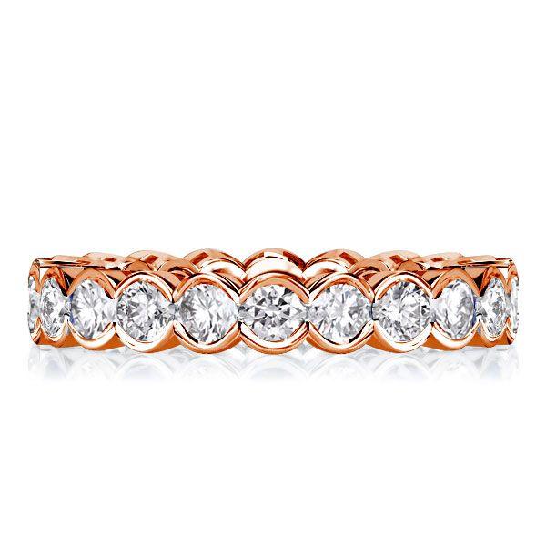 Sterling Silver Round Cut CZ Eternity Wedding Band - Bezel Set