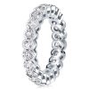 Sterling Silver Round Cut CZ Eternity Wedding Band - Bezel Set