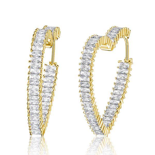 Sterling Silver Heart Hoop Earrings - 40.5mm Diameter