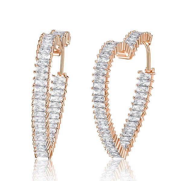 Sterling Silver Heart Hoop Earrings - 40.5mm Diameter