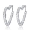 Sterling Silver Heart Hoop Earrings - 40.5mm Diameter