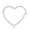Sterling Silver Heart Hoop Earrings - 40.5mm Diameter