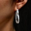 Sterling Silver Heart Hoop Earrings - 40.5mm Diameter