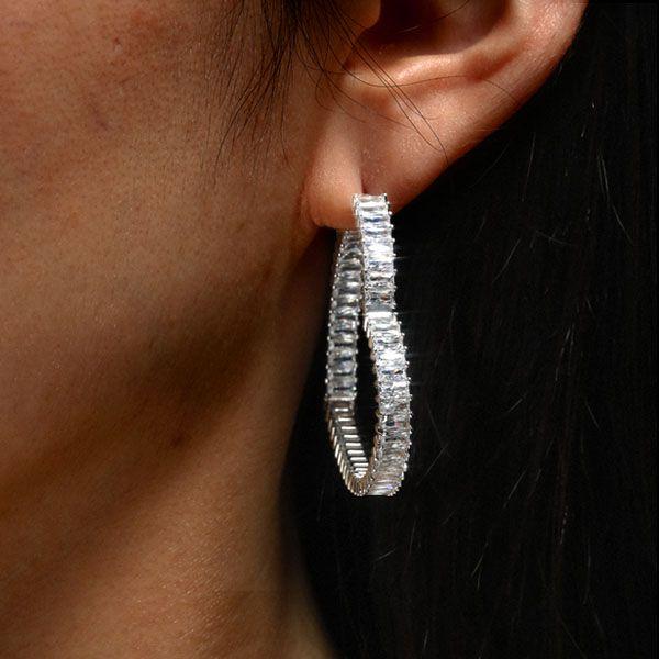 Sterling Silver Heart Hoop Earrings - 40.5mm Diameter