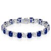 Blue & White Cushion Cut Tennis Bracelet - Sterling Silver - Wedding Jewelry