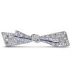 Vintage Blue & White Bow Brooch - 925 Sterling Silver, Milgrain Detail