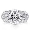 Split Shank Emerald Cut Engagement Ring in Rhodium-Plated Sterling Silver