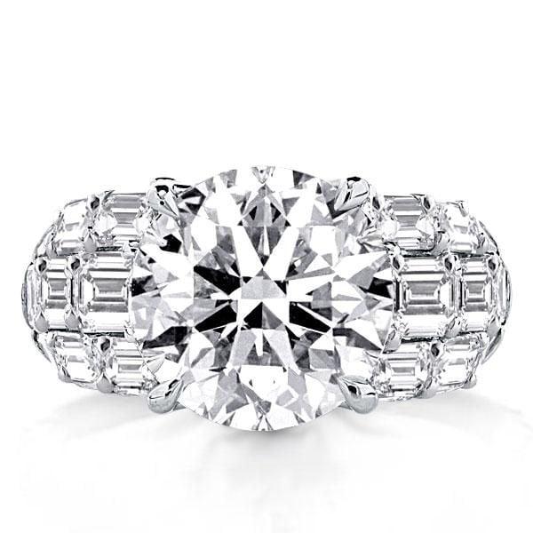 Split Shank Emerald Cut Engagement Ring in Rhodium-Plated Sterling Silver