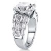 Split Shank Emerald Cut Engagement Ring in Rhodium-Plated Sterling Silver