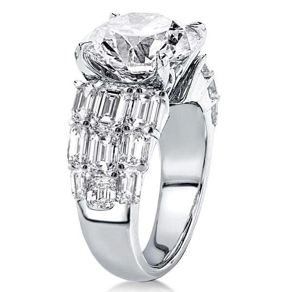 Split Shank Emerald Cut Engagement Ring in Rhodium-Plated Sterling Silver