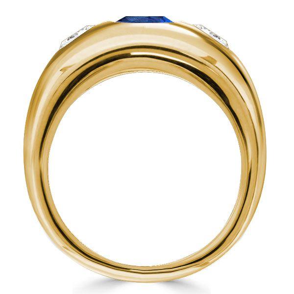 Blue Sapphire 3-Stone Cushion Cut Engagement Ring - 18K Gold Plated Sterling Silver