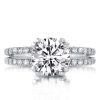 Sterling Silver Created White Sapphire Engagement Ring Double Prong Split Shank Design
